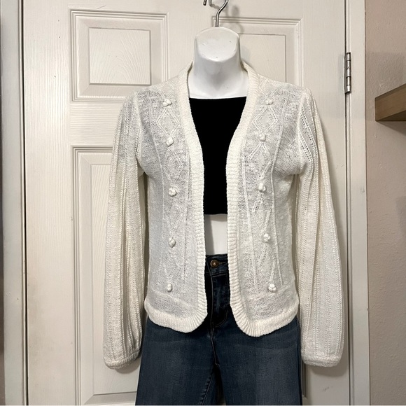 Vintage WCC West Coast Connection Off White Cream Embellished Cardigan Sweater - Picture 1 of 6